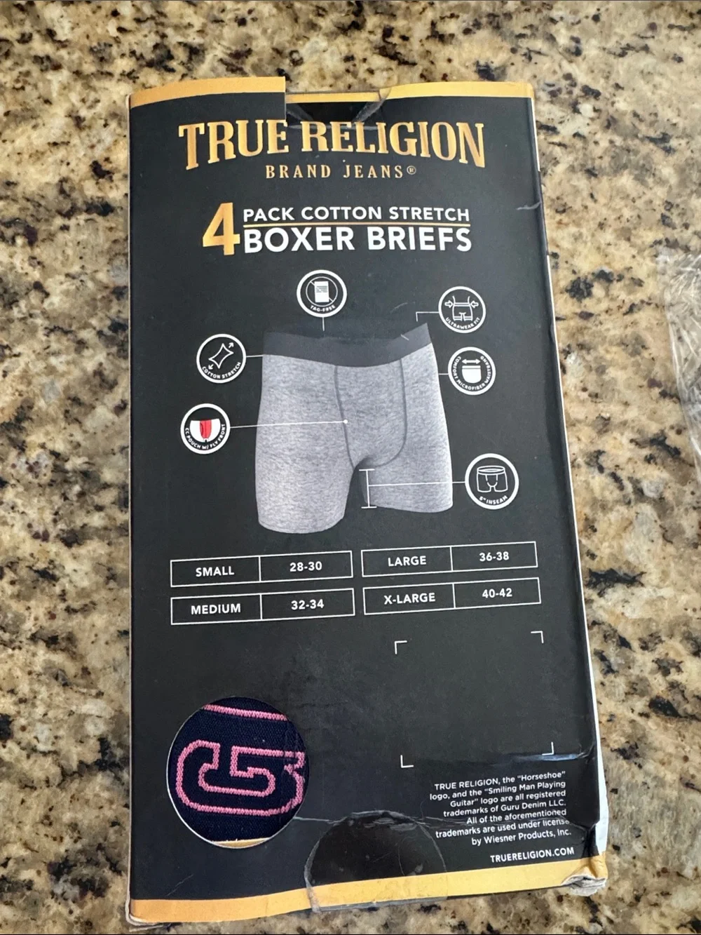 True Religion Men’s Boxer Briefs – Black & Gray Waistband Set